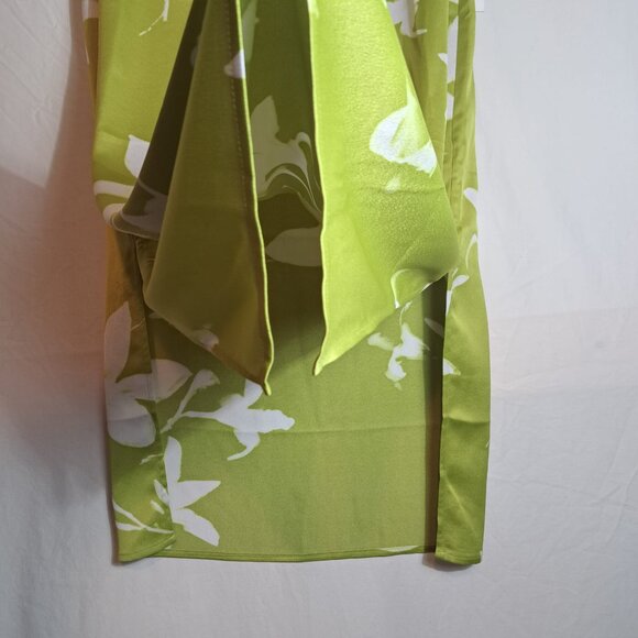 CALVIN KLEIN Skirt Womens Size Medium Green‎ White Floral Print Slit Pencil NEW - Picture 3 of 8